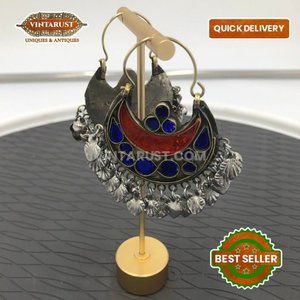 Tribal Afghan Kuchi Earrings, Hoop Style Afghani Earring, Afghan Bali Earrings
